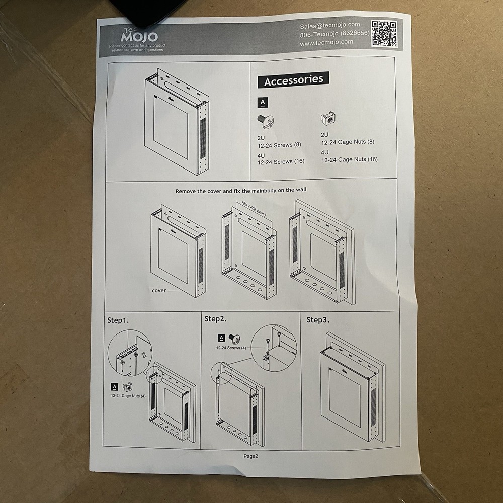 2U Wall Mount Server Rack Vented Enclosure for 19" IT & A/V Equipment Black
