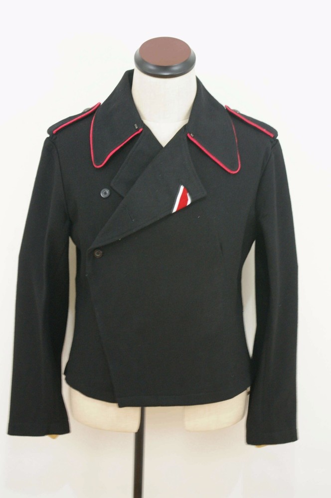 WW2 German Heer hot pink collar thread panzer black wool wrap/jacket