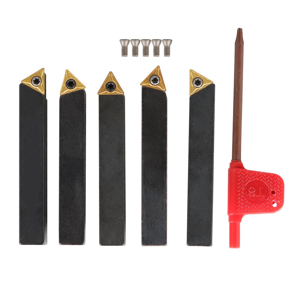 5Pcs 3/8" Indexable Carbide Insert Turning Tooling Bit Holder Set For Lathe