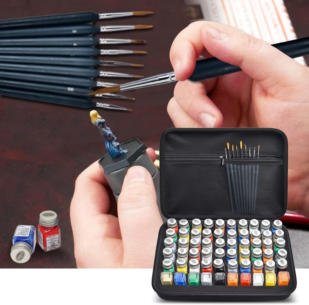 Model Paint Storage Case Compatible with Testors 69 Piece Set Black