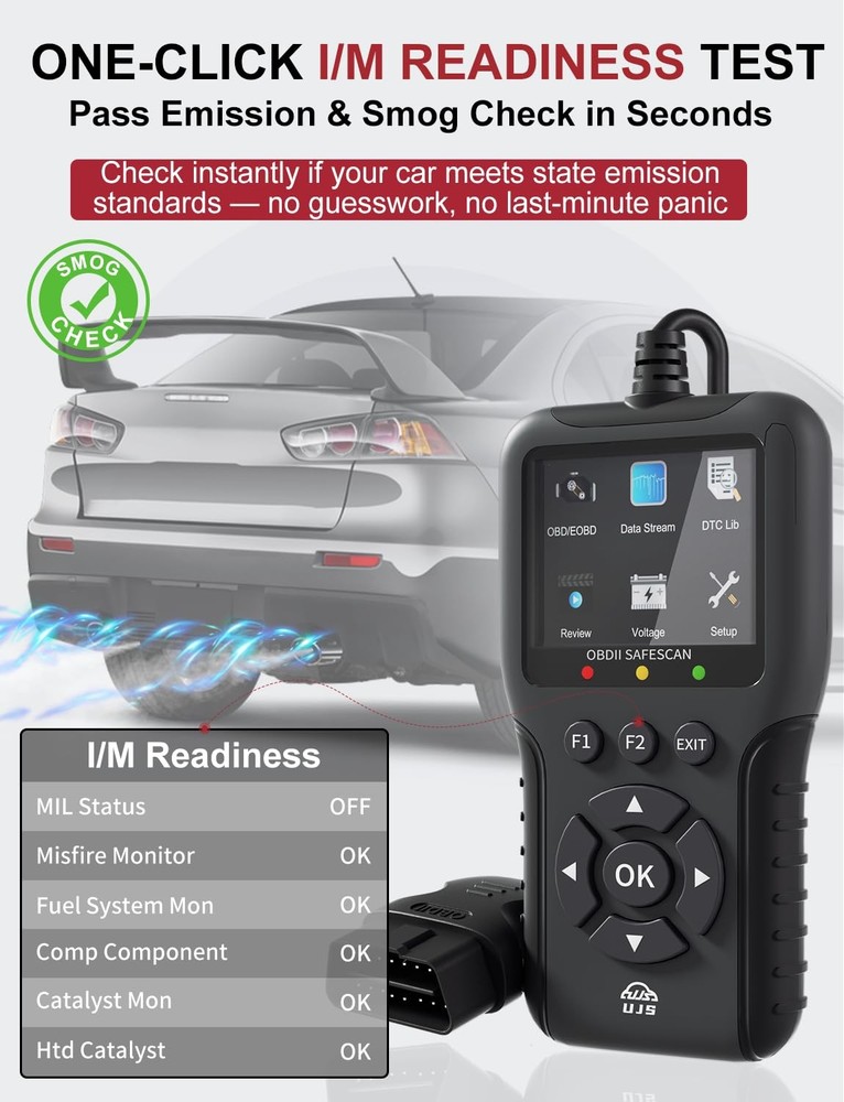 UJS 2026 Enhanced Universal OBD2 Scanner, Check Engine Code Reader - Black