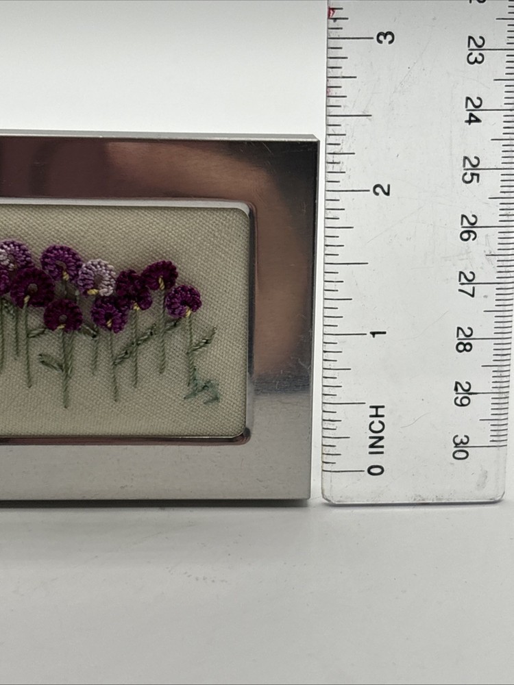 Mini Hand Embroidered Allium Flower in Frame, Cute!