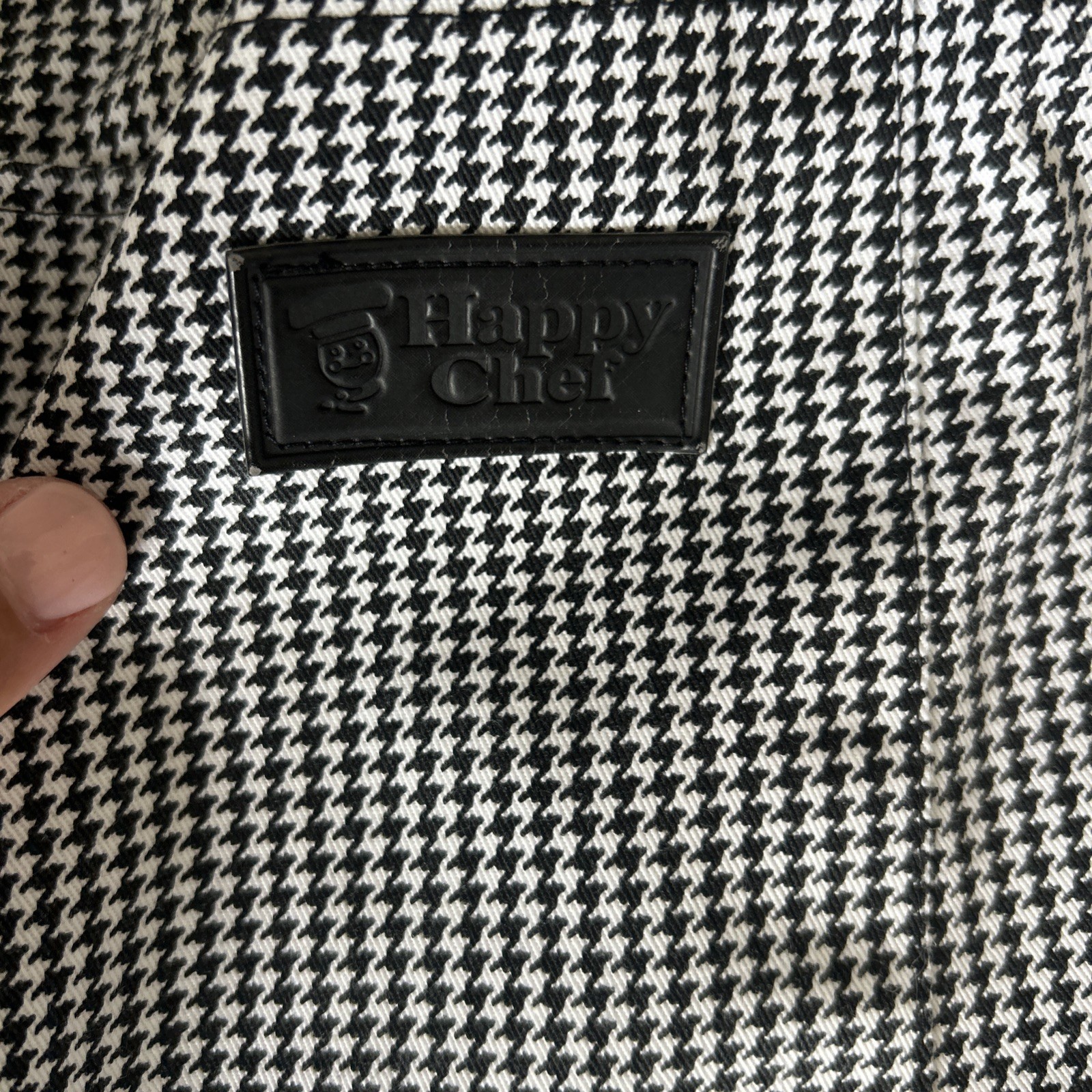 Happy Chef Utility Pants Black White Houndstooth Sz M Pockets Classic MINT Cook