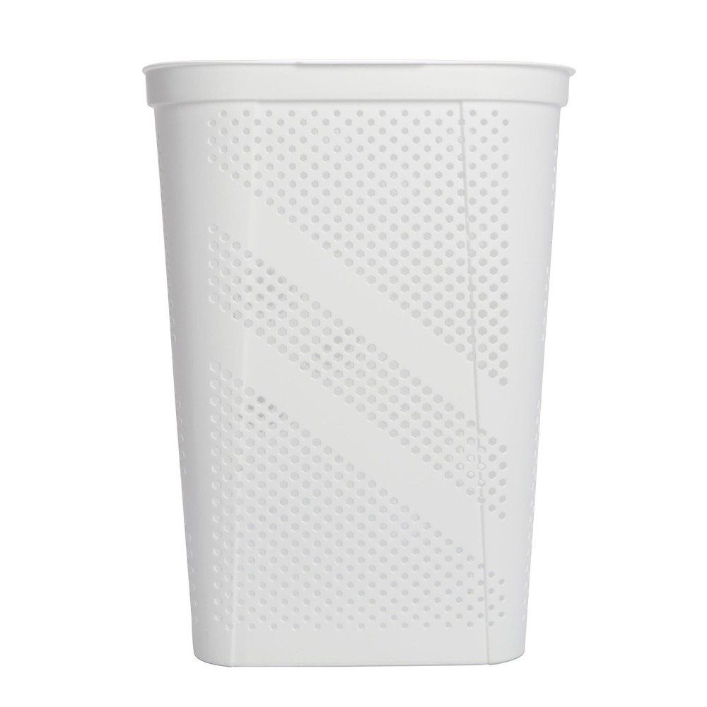 Rectangular Laundry Hamper with Hinged Lid White Collapsible Storage Basket for