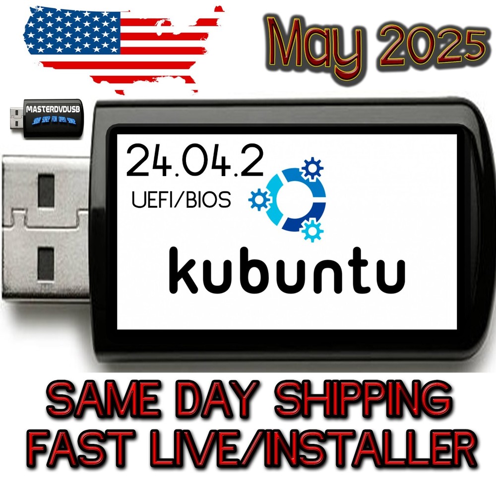 Kubuntu 24.04.2 USB Bootable LIVE | INSTALLER | UEFI | BIOS | LATEST VERSION