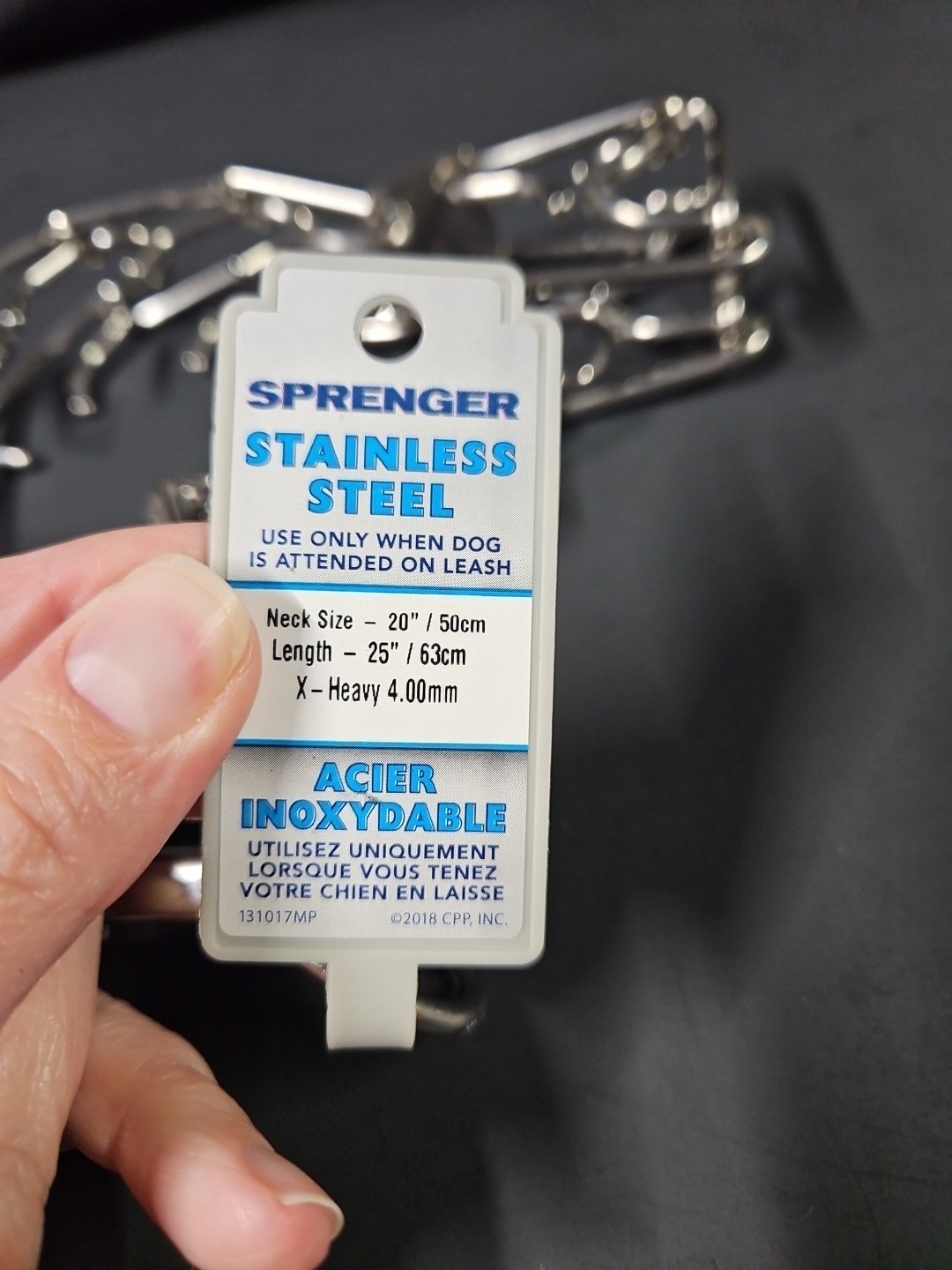 Herm Sprenger Stainless Steel Prong Dog Training Collar with Release Buckle 25"