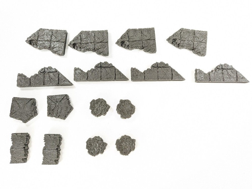 Dwarven Forge - Angled Ledges Add-On Pack (Black Unpainted)