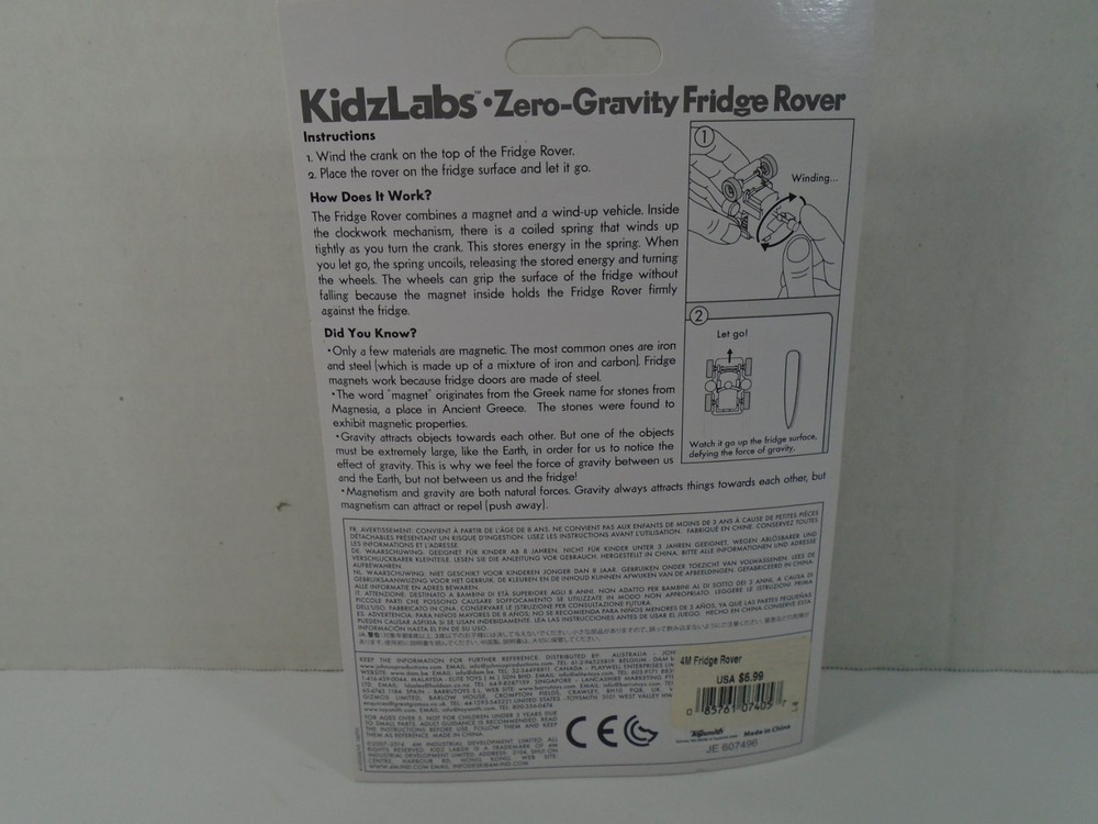 TOYSMITH--4M KIDZLABS--ZERO GRAVITY FRIDGE ROVER (NEW)