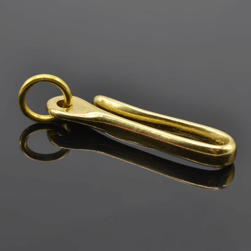 S Size Retro Solid Brass KeyChain Key Ring Belt U Hook Wallet Chain Fish Hook