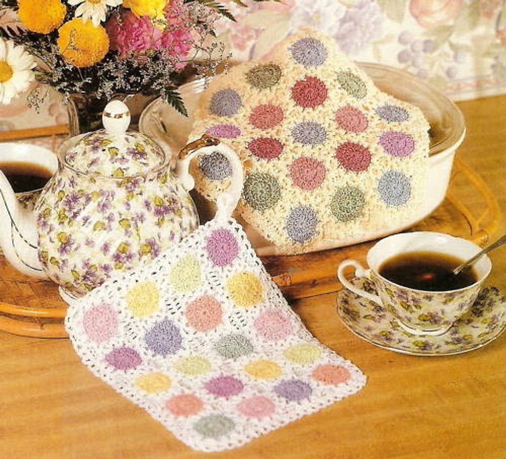 PRETTY Scrap Thread Potholder/Decor/Crochet Pattern INSTRUCTIONS ONLY