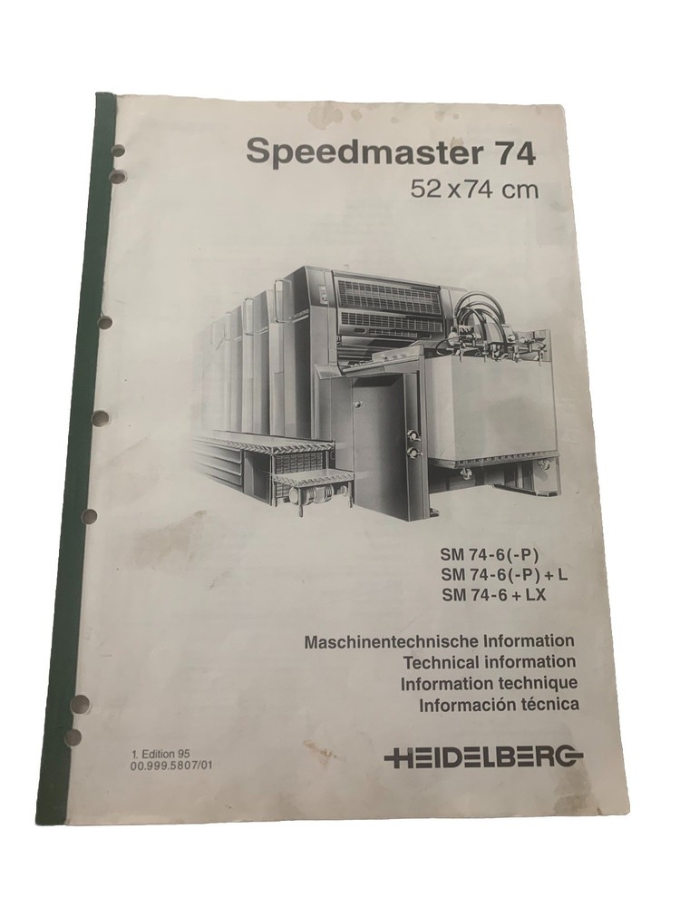 Heidelberg Speedmaster 74.  SM74-6.                       Technical Information