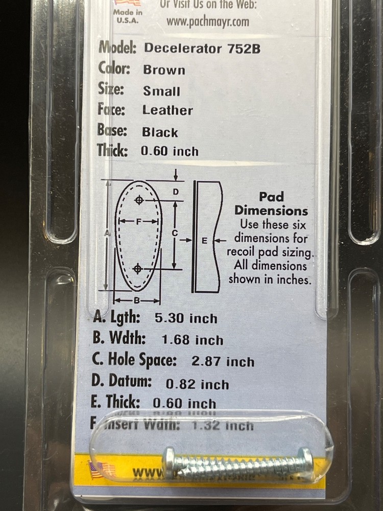 Pachmayr Decelerator Recoil Pad, Part 01416