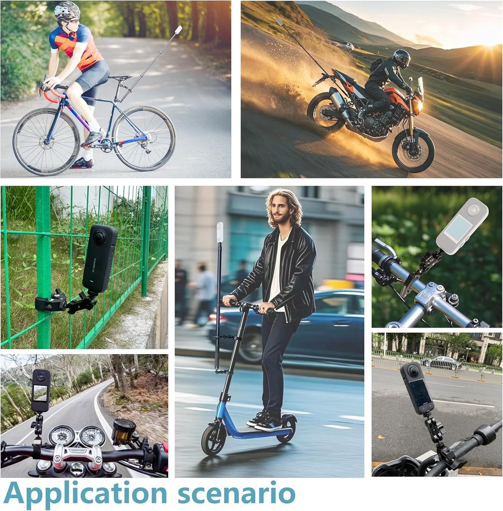 360 Motorcycle Mount Kit, Universal Adjustable Motorcycle Camera Mount for Motor