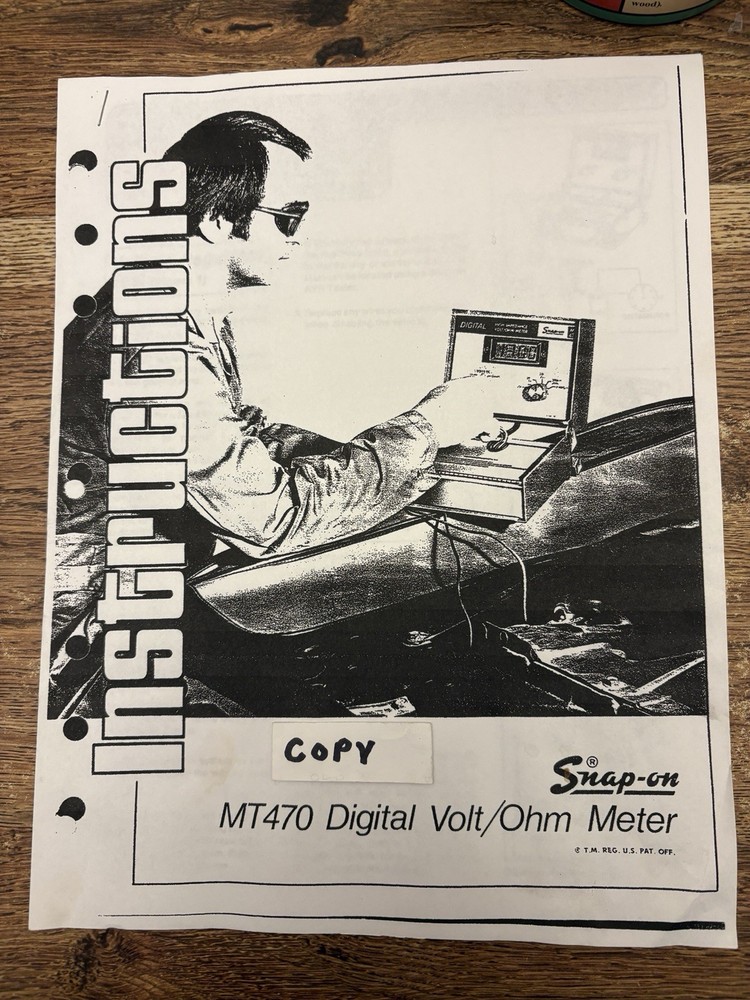 Snap On Mt470 Volt Ohm Meter Instruction Manual