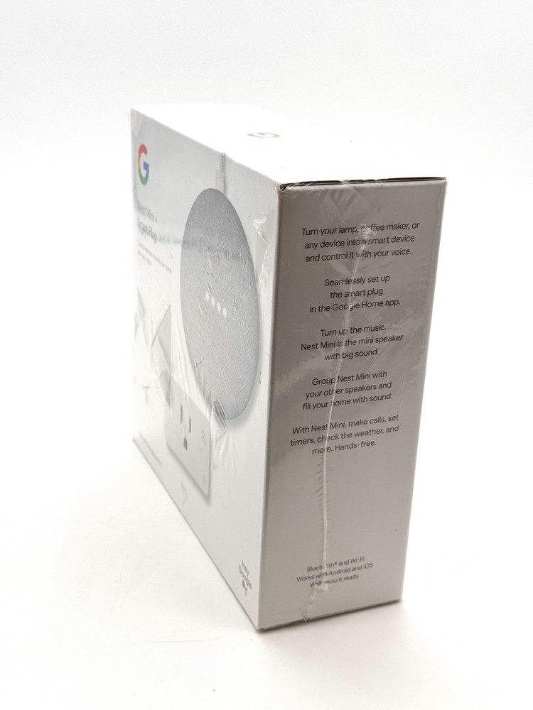 Google Nest Mini (2nd Gen) Google Assistant + GE Smart Plug Bundle New & Sealed