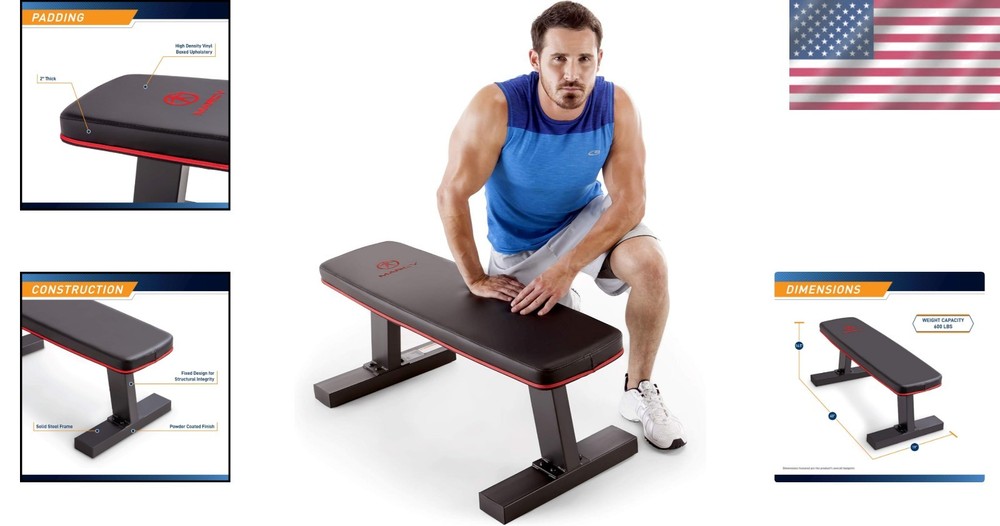 Space-Saving Low-Profile Weight Bench - 600 Lbs Max, Versatile for All Workouts