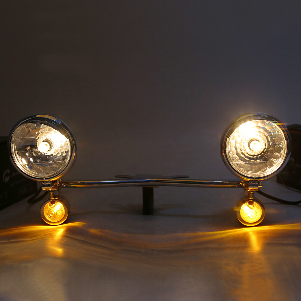 Fog Passing Turn Signal Light w/ Bar For Yamaha V-Star XVS 250 650 950 1100 1300