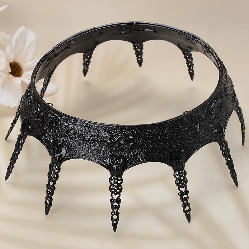 9cm Tall Black Men’s Crown Drama Cosplay Imperial Medieval King Metal Crown