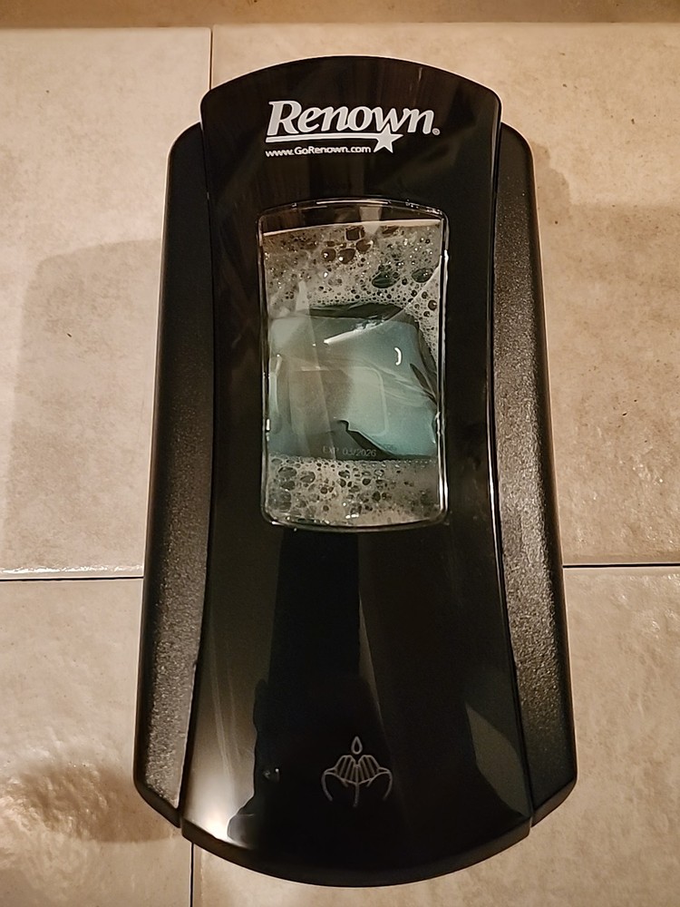 Renown Automatic Hand Soap Dispenser. Wall Mount. Used. LTX-12. Black. Empty.