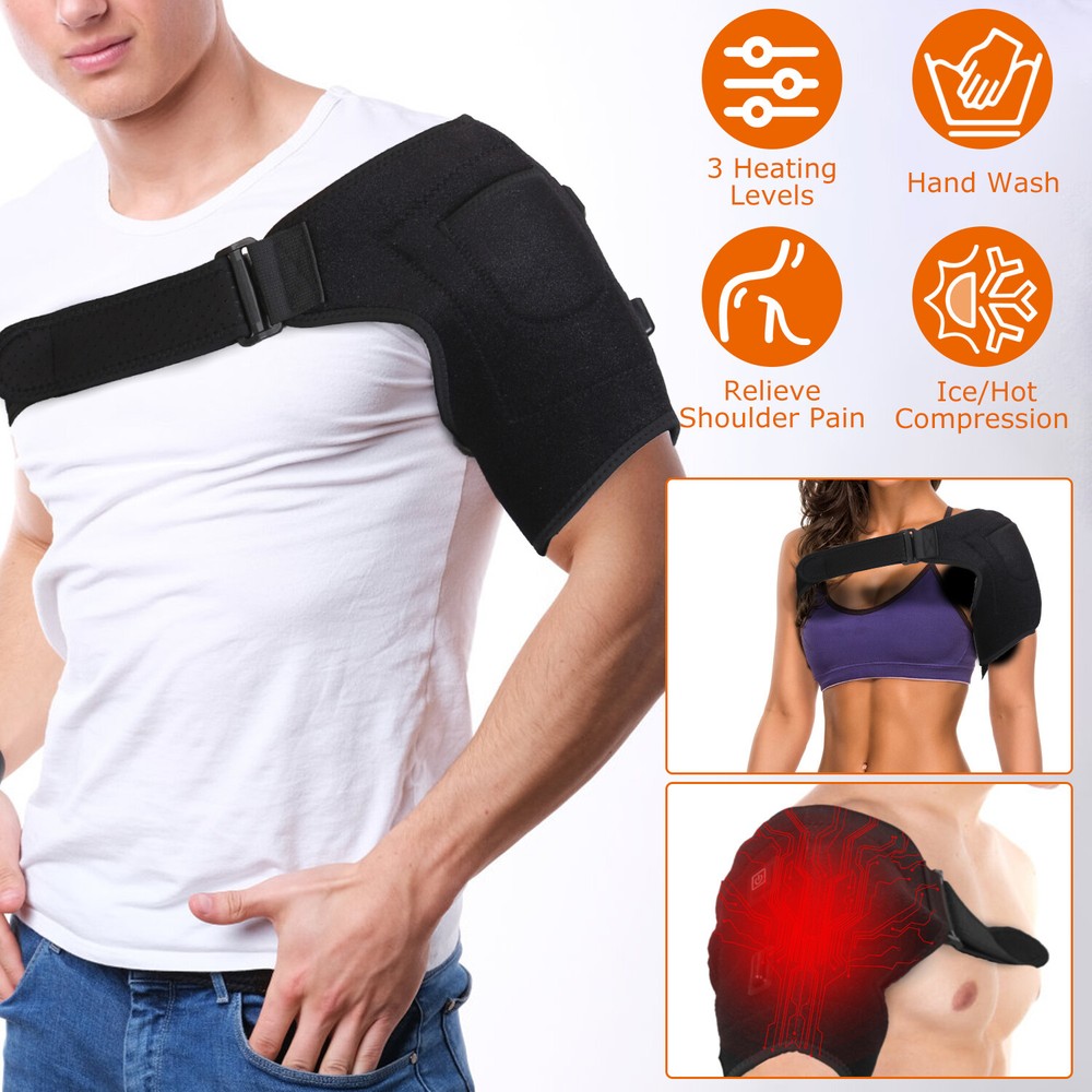 Electric Heated Shoulder Brace Therapy Shoulder Heating Wrap Compression Sleeve
