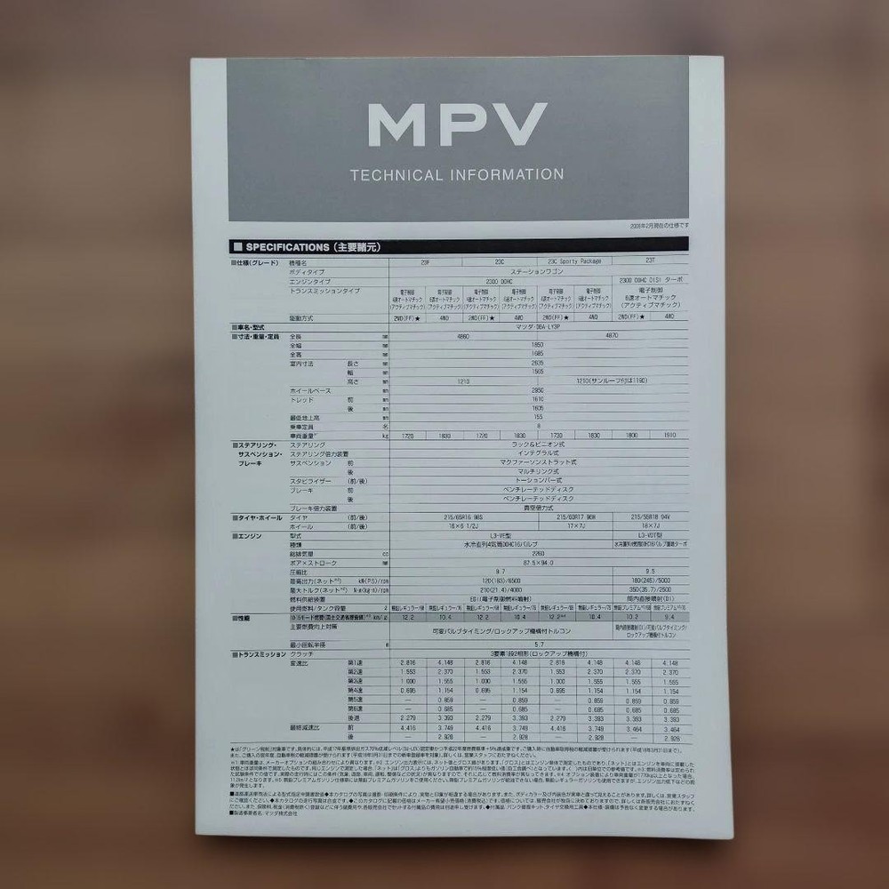 Mazda MPV 2006 Catalog Manual Technical Info Red Model A4 Book