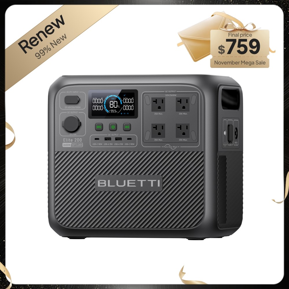 BLUETTI Elite 200 V2 2600W 2073Wh Portable Power Station for RV Trip/Home Backup