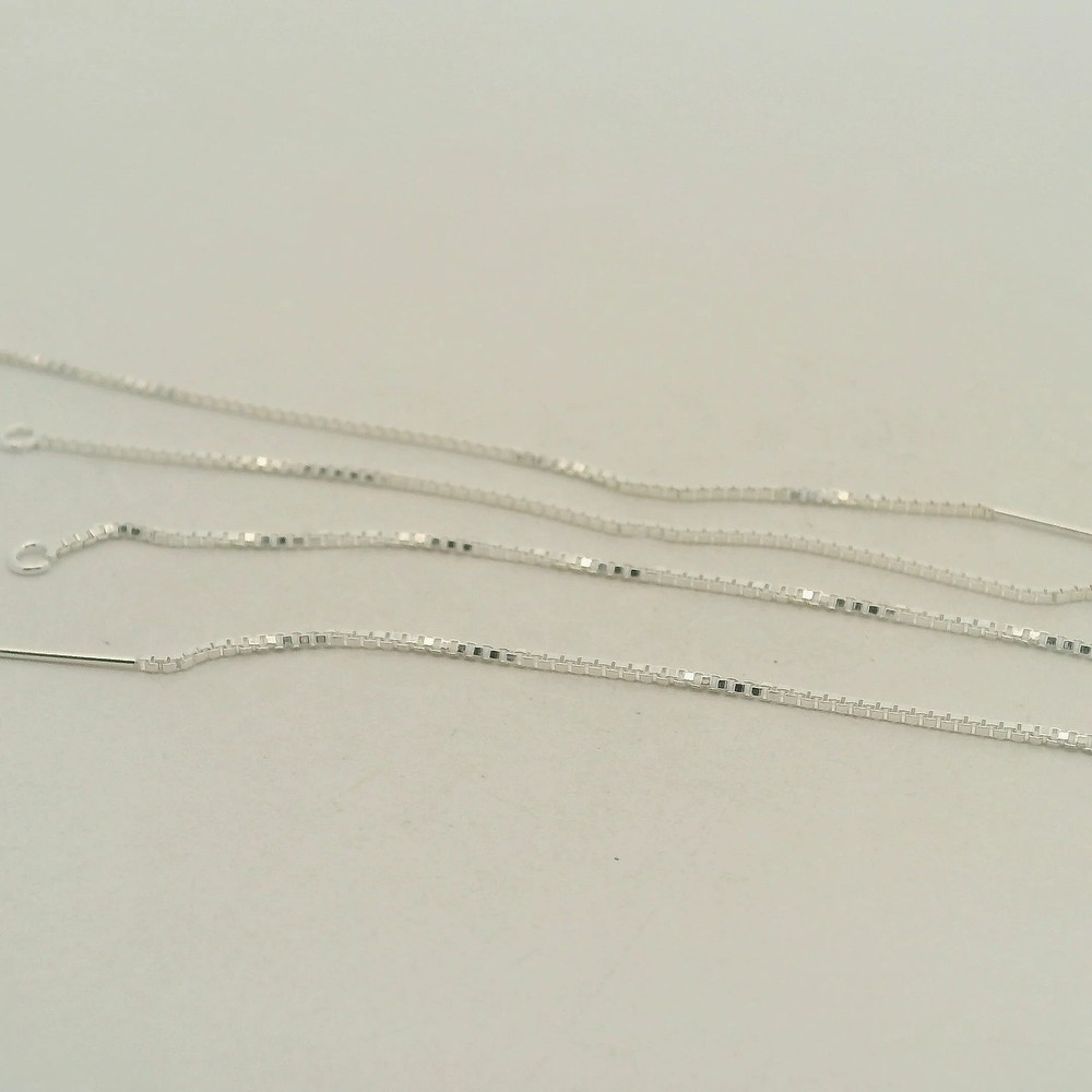 925 Sterling Silver Threader Box Chain with Ring (80mm) - 4 pcs