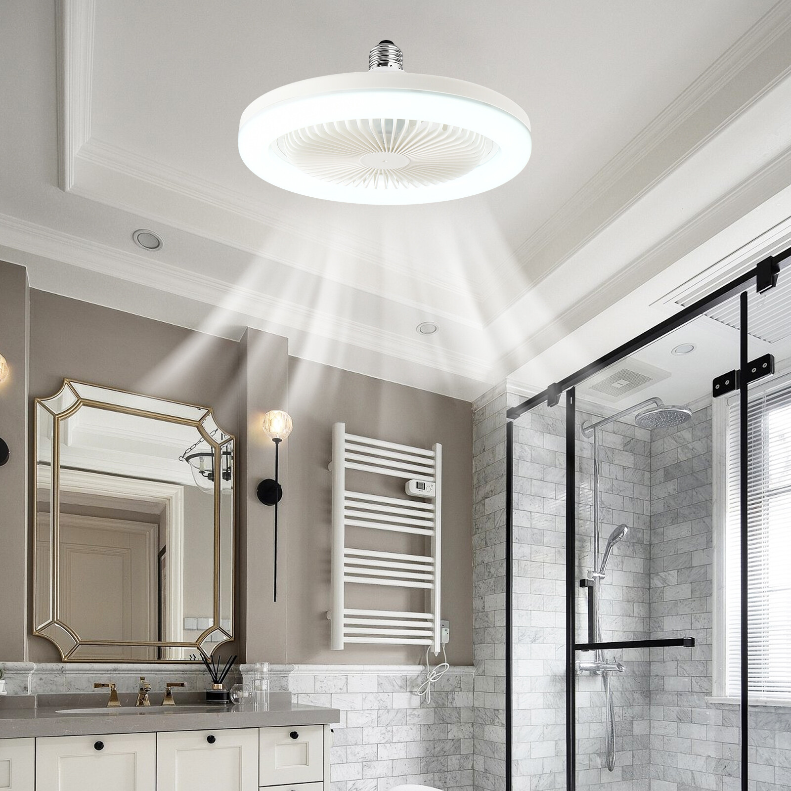 Mini Ceiling Fan with Lights,Socket Fan Light 10" Light Bulb Fan,3 Speeds