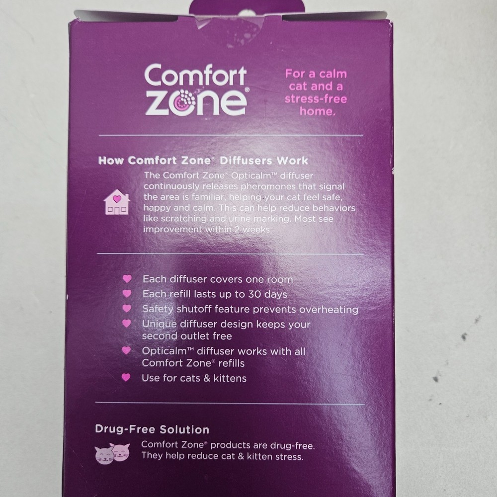 Comfort Zone Cat Calming Opticalm Pheromone Diffuser w/2 Refills Plug in device