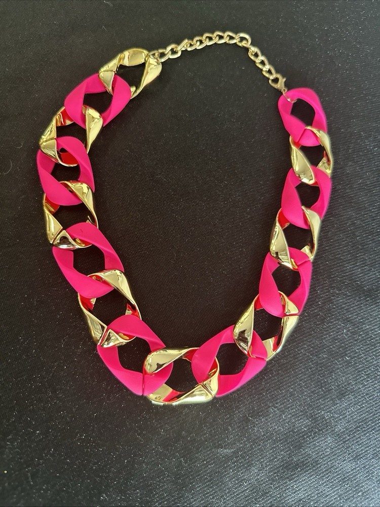 Rope Chain Set Includes Earrings Gold/Pink