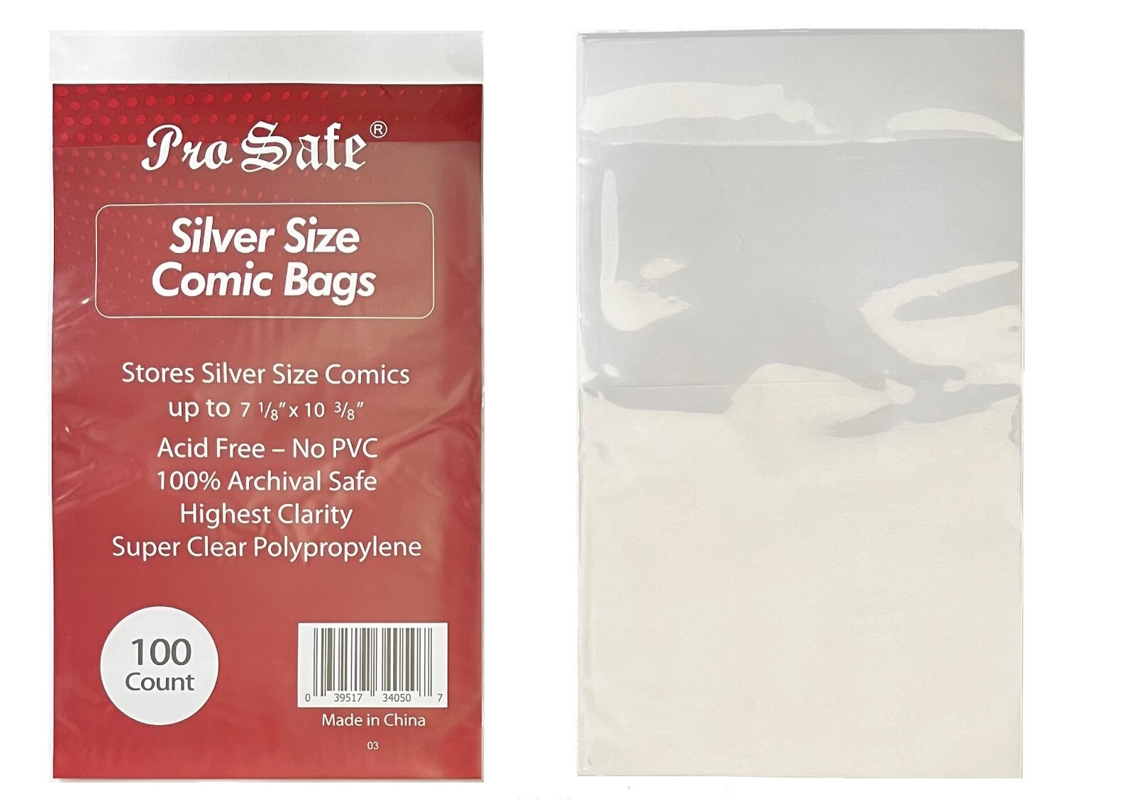 1000 Silver Age Comic Book Bags Sleeves with Flap - 10x100/pack Comic Book Bags
