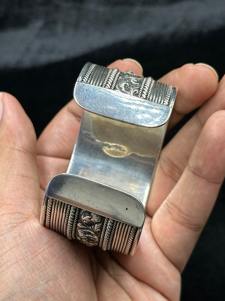Unique Design Handmade Vintage Adjustable Silver Cuff Bangle Bracelet