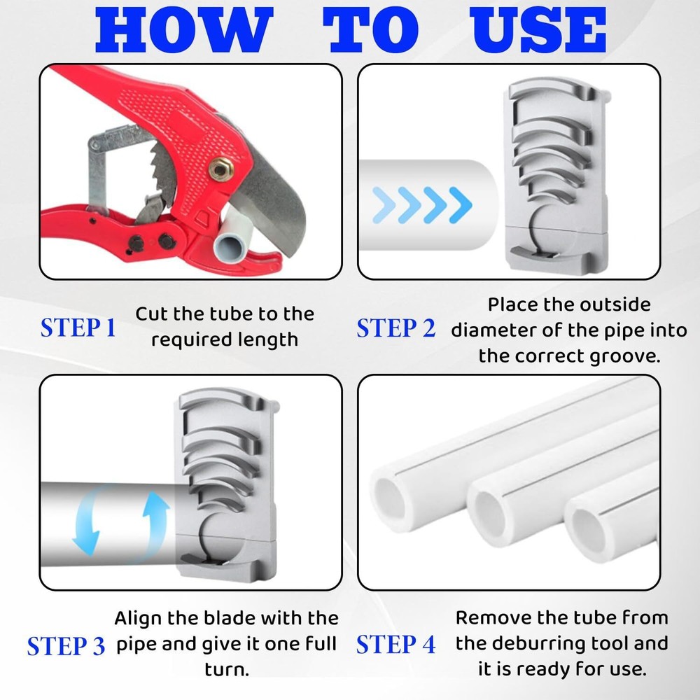 Deburring Tool for Plastic Pipe,Six Pipe Sizes for PVC Pipe Reamer w/Sharp Blade