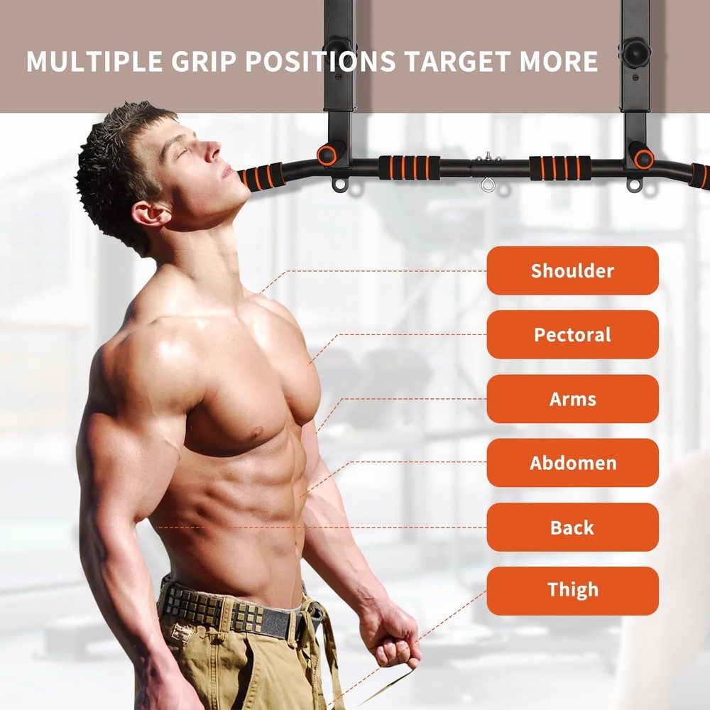 Pull Up Bar Wall Mounted: Adjustable Wall Joist Mount Pull Up Bar & Chin Up B...