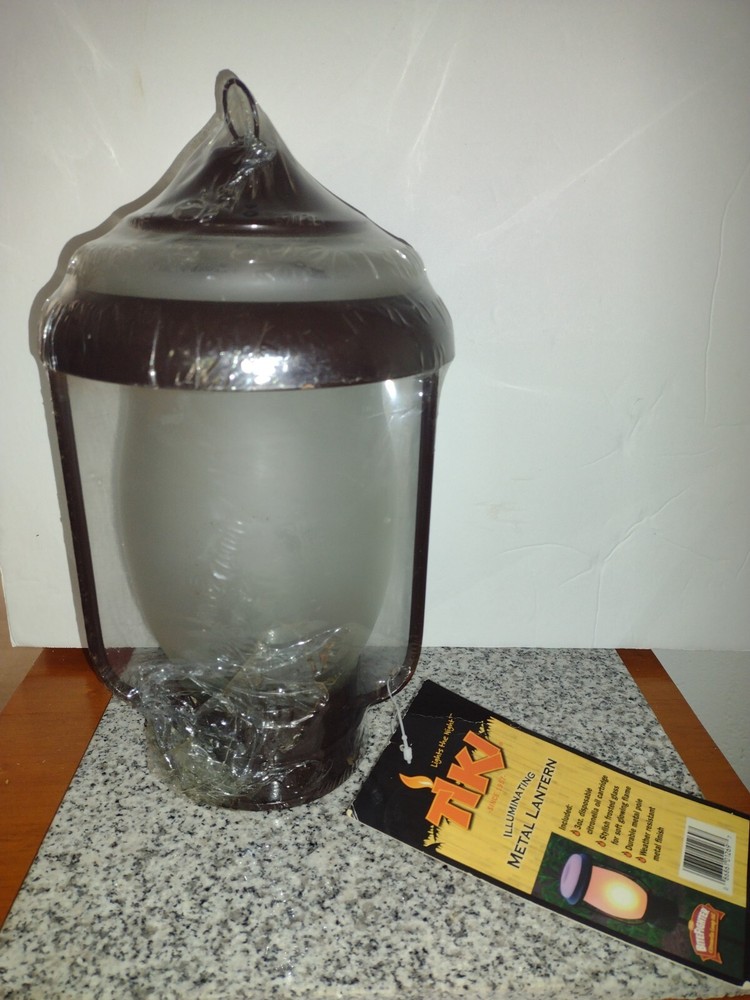 Tiki Lantern & 3 TIKI TORCH MOUNTING BRACKETS (ATTACH TO DECK RAIL).