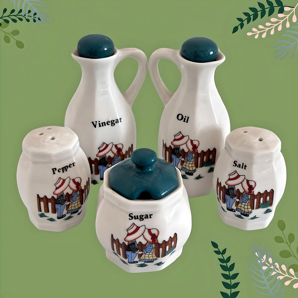 Vintage 5 Piece Ceramic Condiment Set