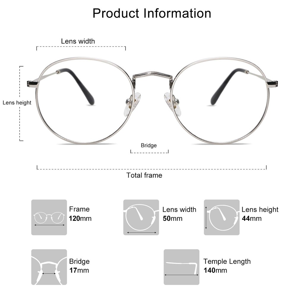 SOJOS Blue Light Blocking Computer Glasses Round Eyewear Anti Blue Light Lens