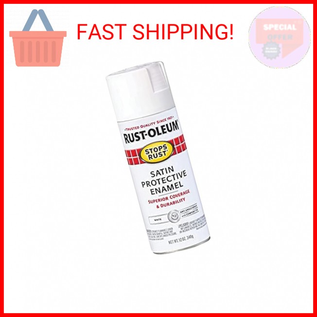 Rust-Oleum 7791830 Stops Rust Spray Paint, 12 oz, Satin White