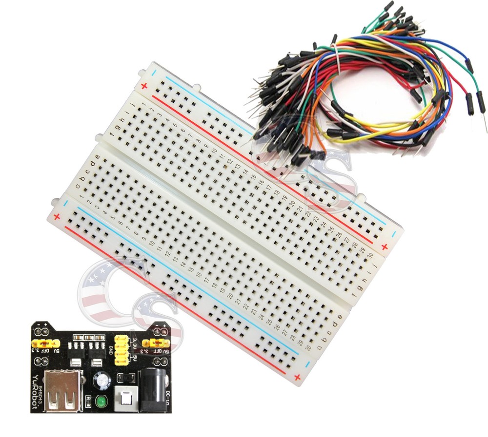 Mini Prototype board Electronic deck, 65pcs Breadboard Wire cable & Power Supply
