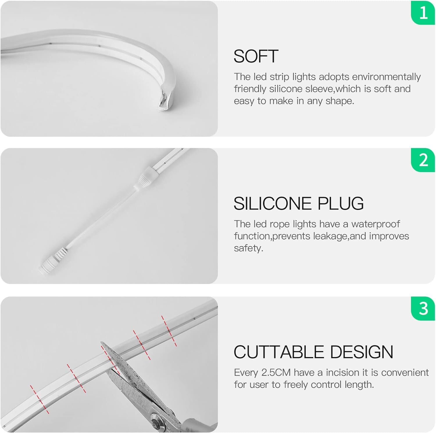 12V Flexible LED Strip Waterproof Sign Neon Lights Silicone Tube 1M 5M or 50M