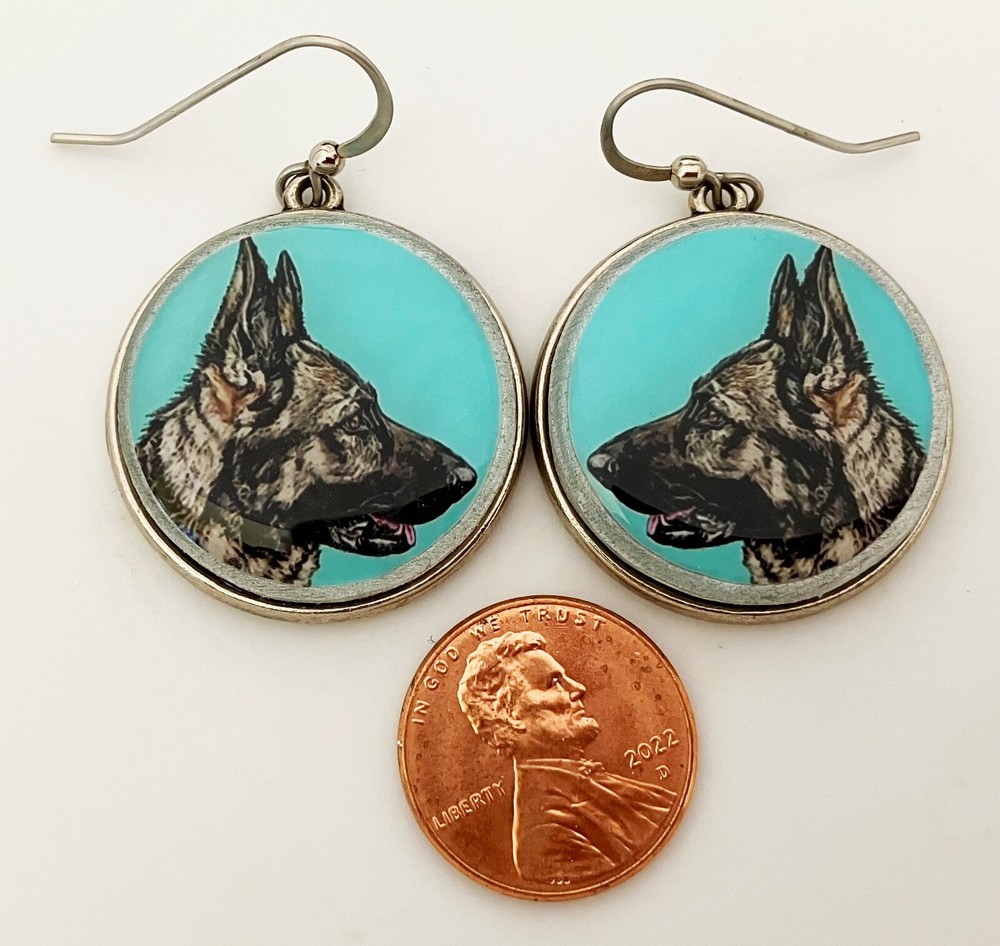 German Shepherd Dog Original Art Earrings