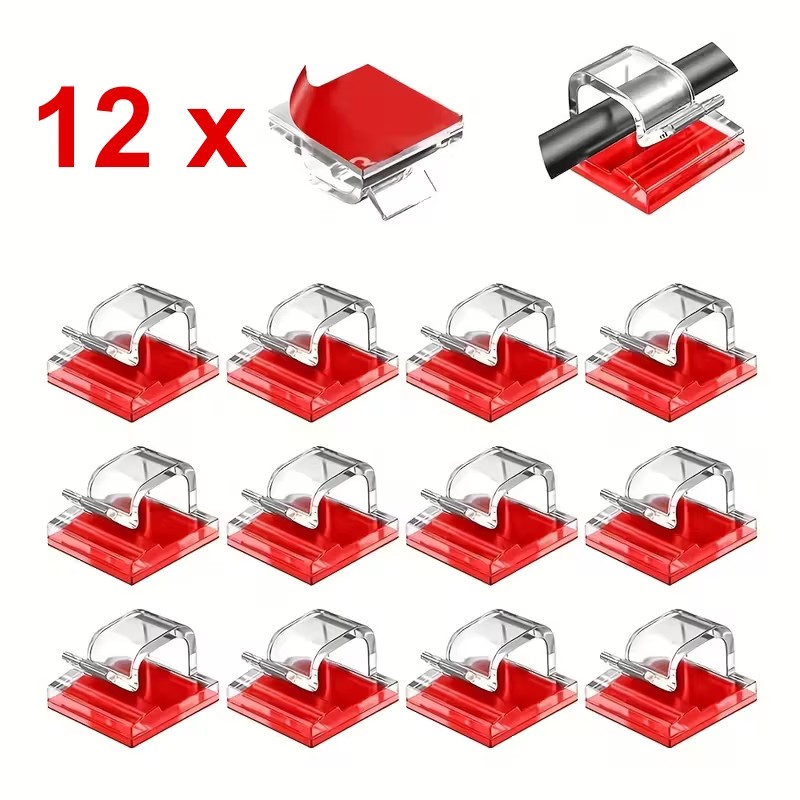 Cable Holder Self Adhesive 12 Pack Transparent Cable Clips Cable Clamps