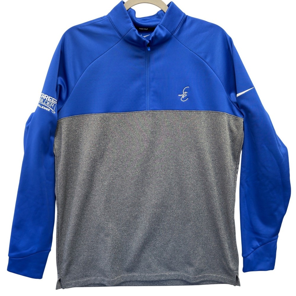 Nike Golf Mens Blue Gray CareerBuilder Challenge Quarter Zip Pullover Large