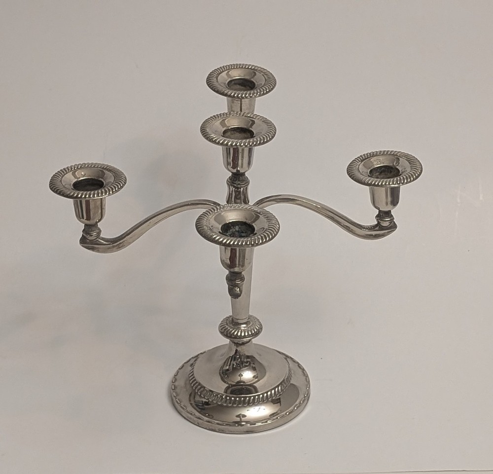 Vintage Silver Plate Adjustable Five Arm Candelabra