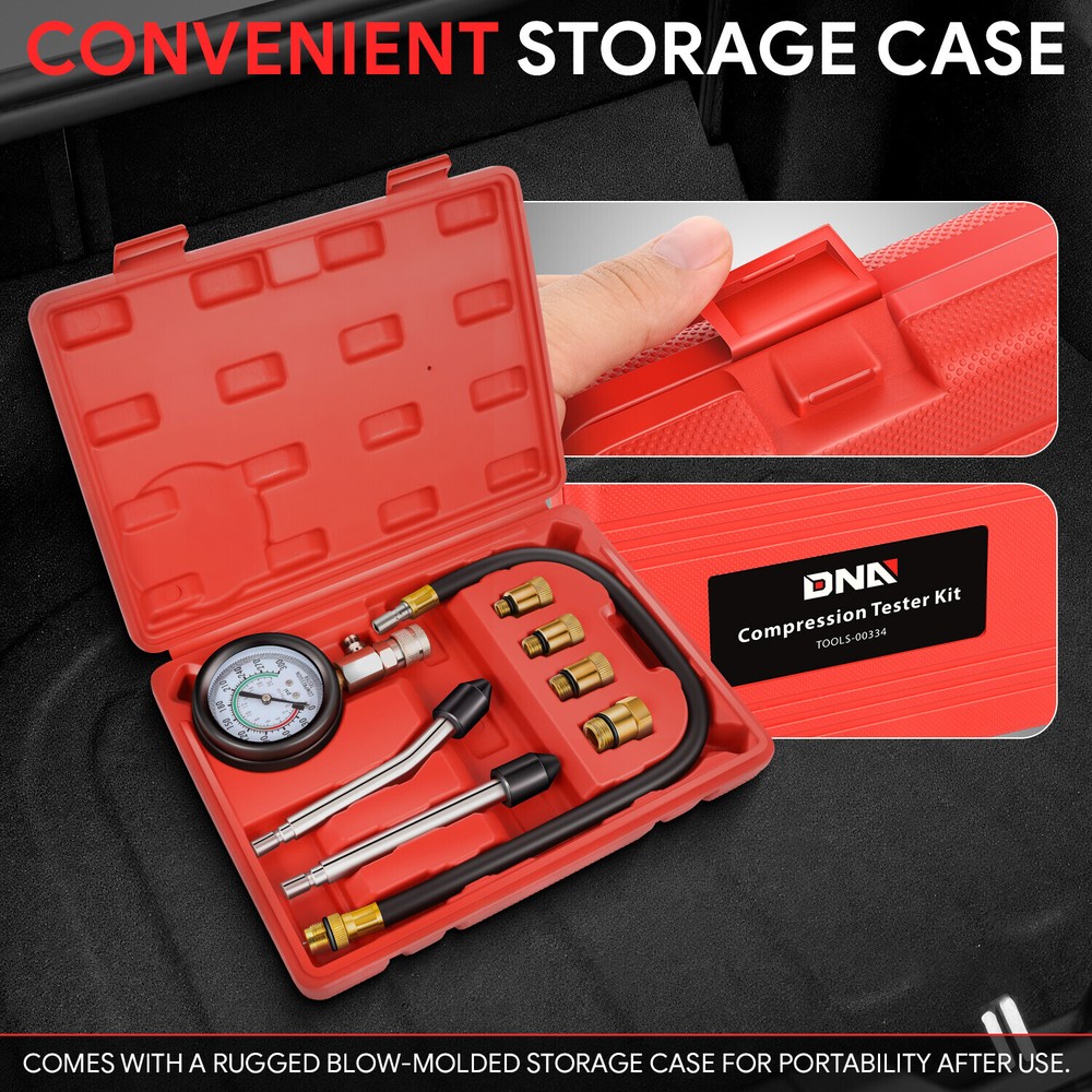 8 pcs Engine Cylinder Compression Auto Motorcycle Car Tester Detector Tool Kit
