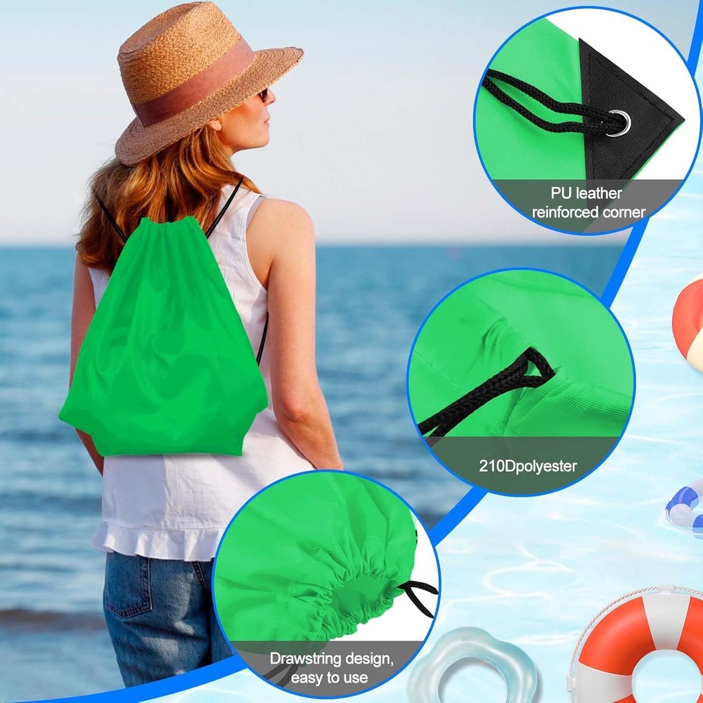PLULON 2Pcs Drawstring Bags Bulk Backpack Green Blue +