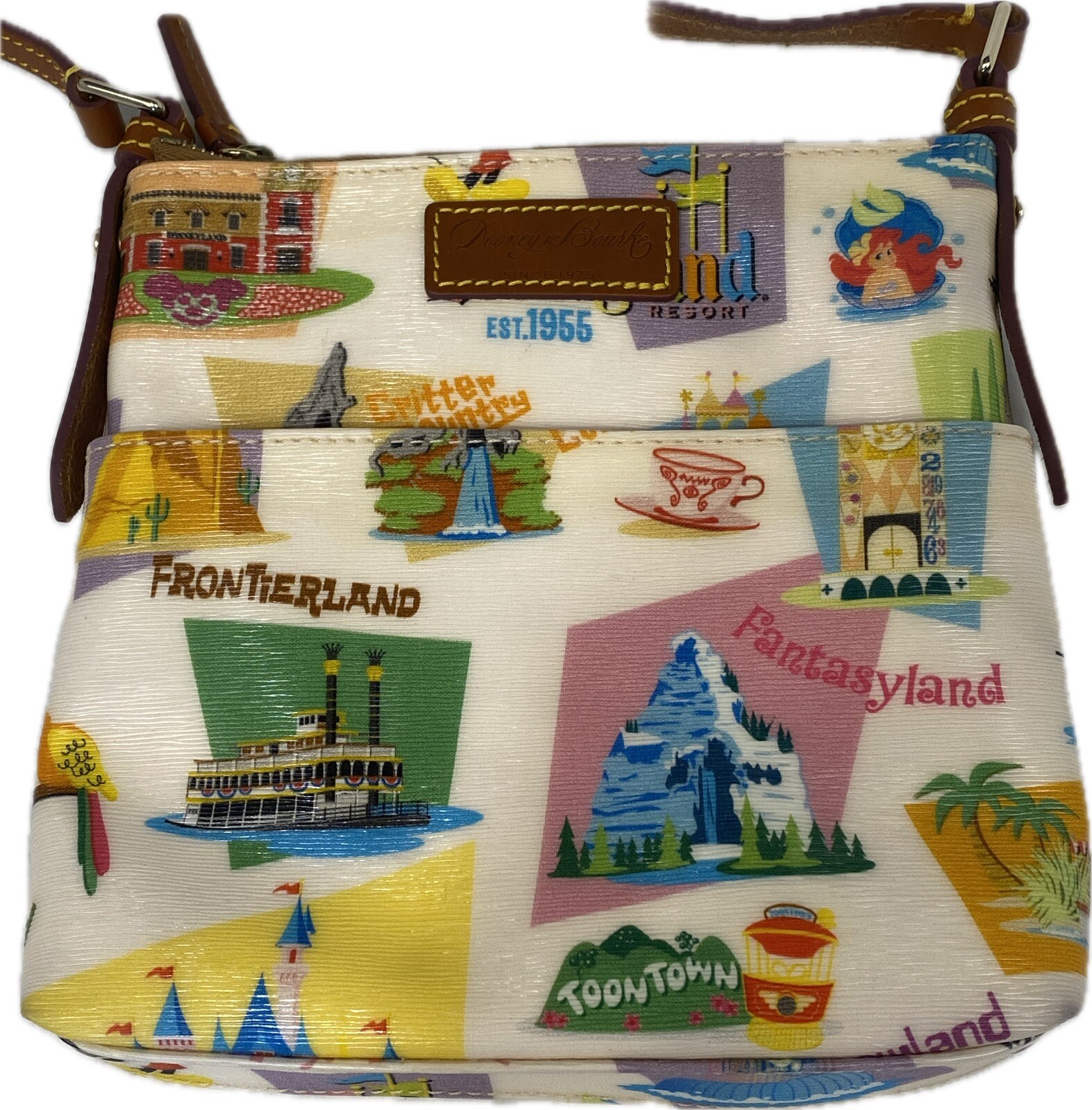 Disney Dooney and Bourke DISNEYLAND Resort Parks Retro Print Crossbody Bag