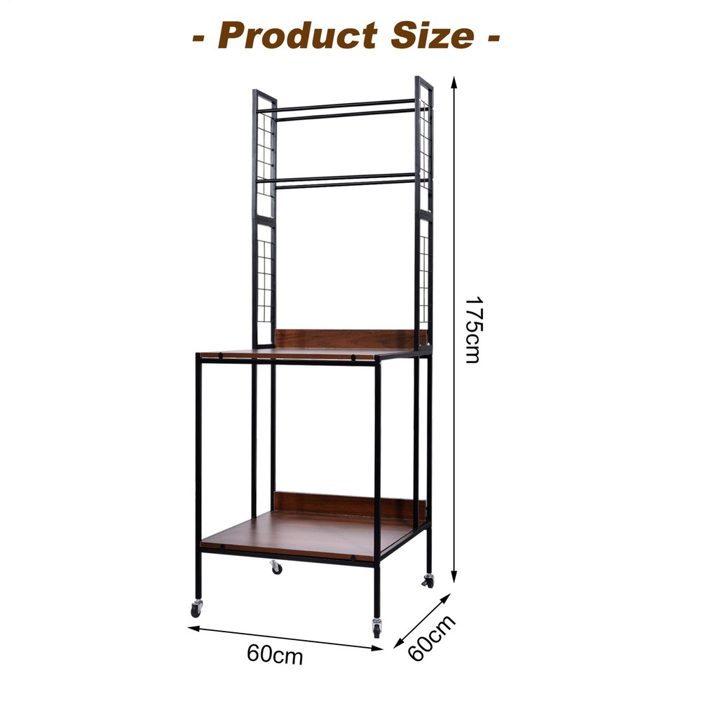 Heavy Duty Mobile 3D Printer Stand w/ Double Layer Filament Storage Rack+Wheels-