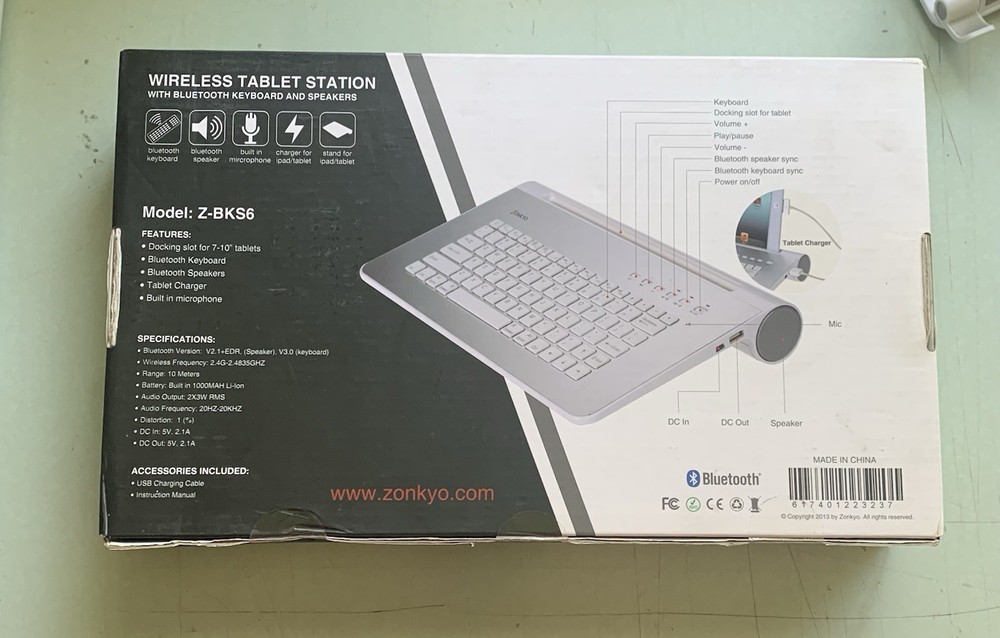 Zonkyo Wireless Tablet Station Bluetooth Keyboard