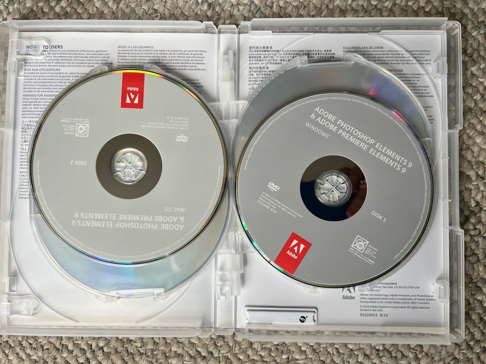 Adobe Photoshop Elements 9 & Premiere Elements 9 (Mac/Win) w/Serial Numbers